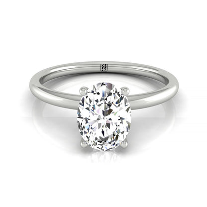 Double Hidden Halo Solitaire Oval, in Platinum – front view | RockHer
