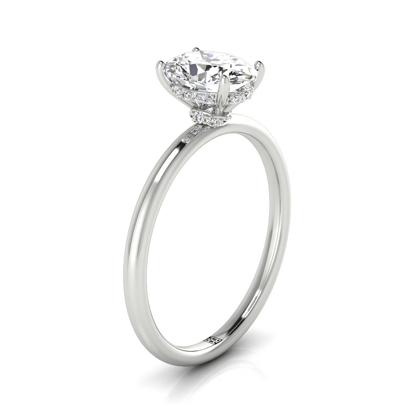 RockHer atelier photo of The Dolly oval engagement ring setting in 18K White Gold