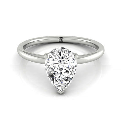 Princess, Double Hidden Halo Solitaire Pear Shape, in Platinum – front view | RockHer