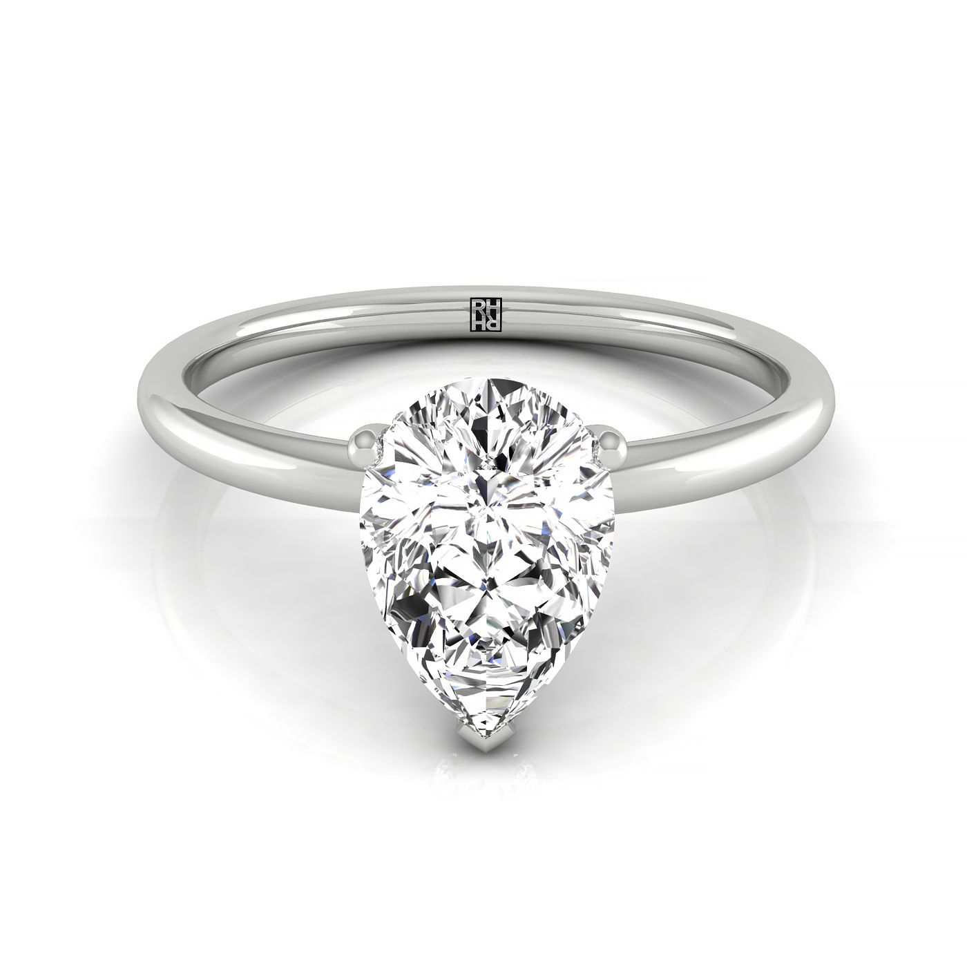 Plat Pear Double Hidden Halo Solitaire Engagement Ring With 25 Prong Set Round Diamonds
