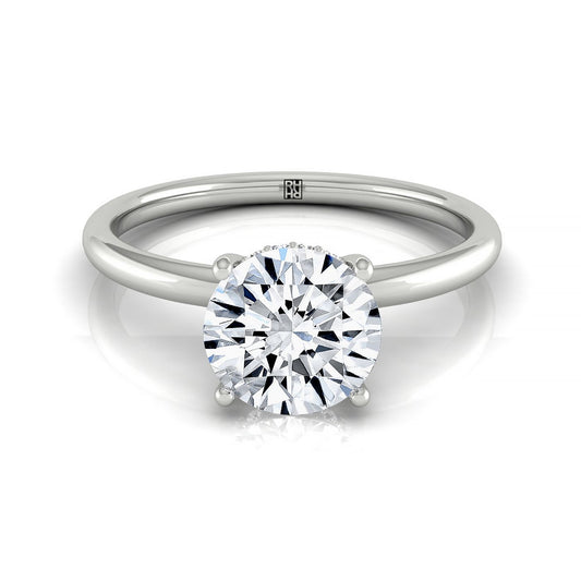 18kw Round Double Hidden Halo Solitaire Engagement Ring With 24 Prong Set Round Diamonds