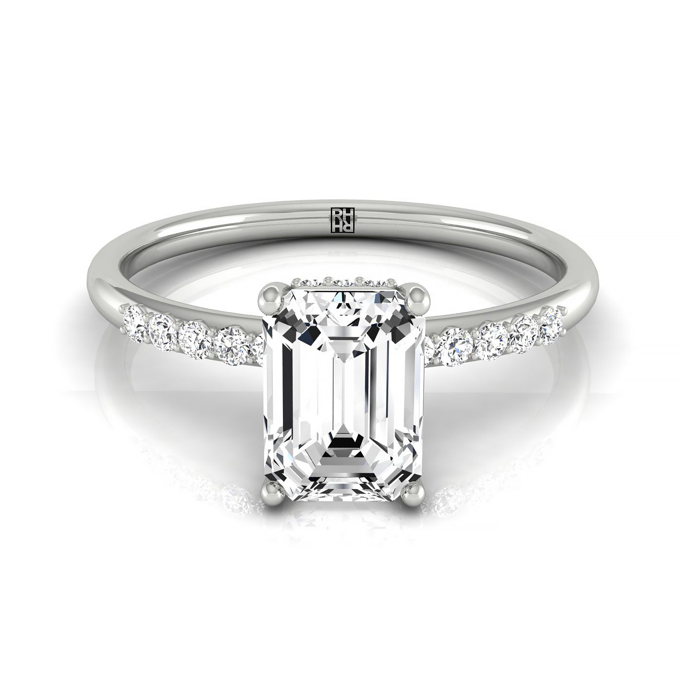 The Abbey hidden halo pavé cut engagement ring setting, shown in Platinum | RockHer
