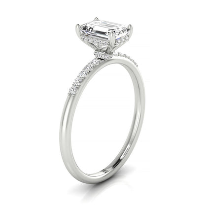 Emerald Cut, Double Hidden Halo Solitaire Emerald, in Platinum – side profile | RockHer
