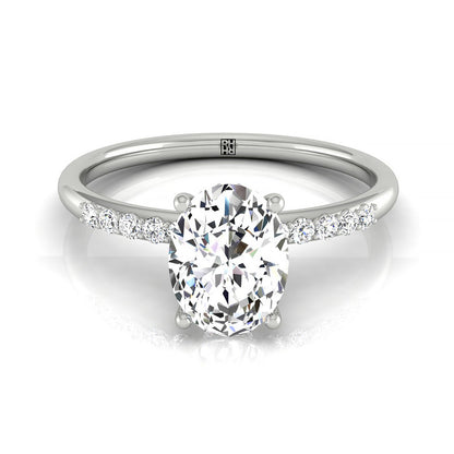 Double Hidden Halo Solitaire Oval, in Platinum – front view | RockHer