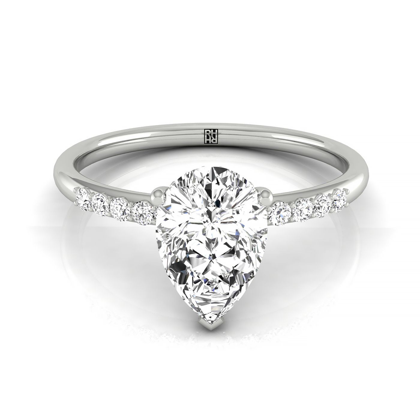 The Abbey hidden halo pavé engagement ring setting, shown in Platinum | RockHer