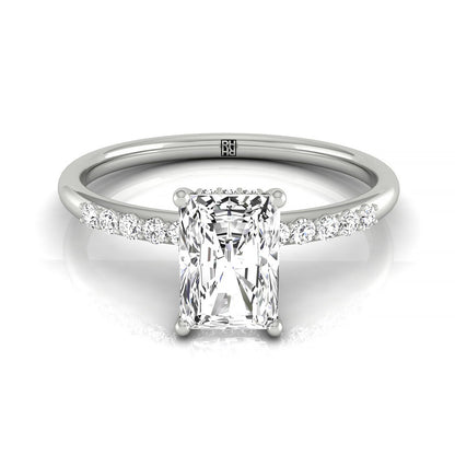 Double Hidden Halo Solitaire Radiant, in Platinum – front view | RockHer