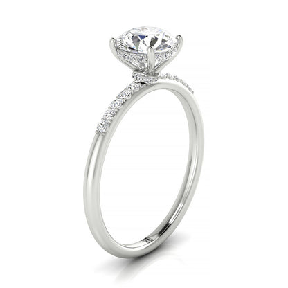 Round Brilliant, Double Hidden Halo Solitaire Round, in 18K White Gold – side profile | RockHer