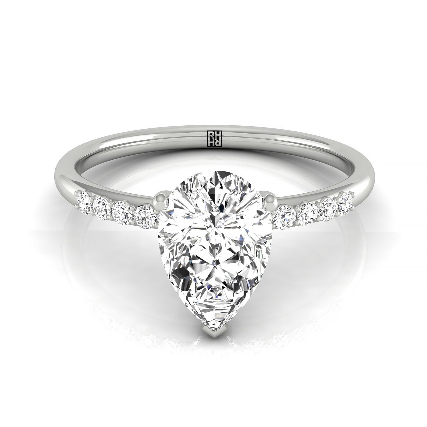 The Cherie hidden halo pavé solitaire engagement ring setting, shown in 18K White Gold | RockHer