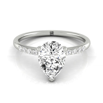 Quarter Shank Hidden Halo Solitaire Princess, in 18K White Gold – front view | RockHer