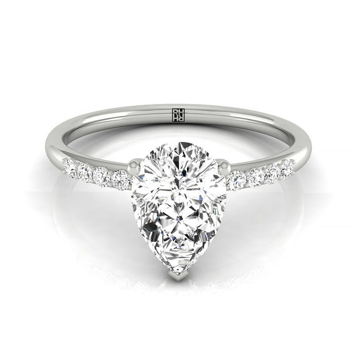 Quarter Shank Hidden Halo Solitaire Princess, in 18K White Gold – front view | RockHer