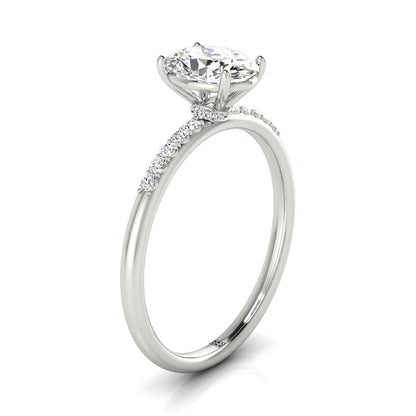 Quarter Shank Hidden Halo Solitaire Oval, in Platinum – side profile | RockHer