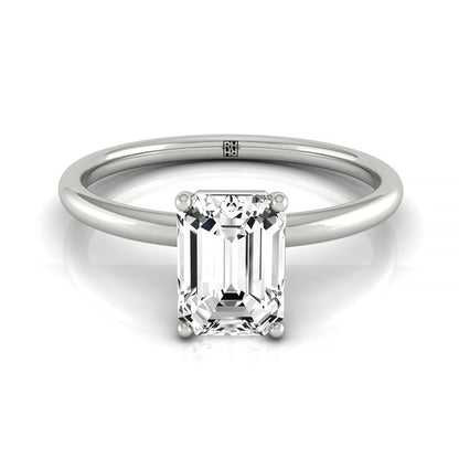 Emerald Cut, Hidden Halo Solitaire Emerald, in Platinum – front view | RockHer