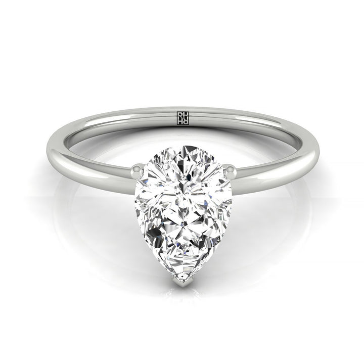 Hidden Halo Solitaire Princess, in 18K White Gold – front view | RockHer