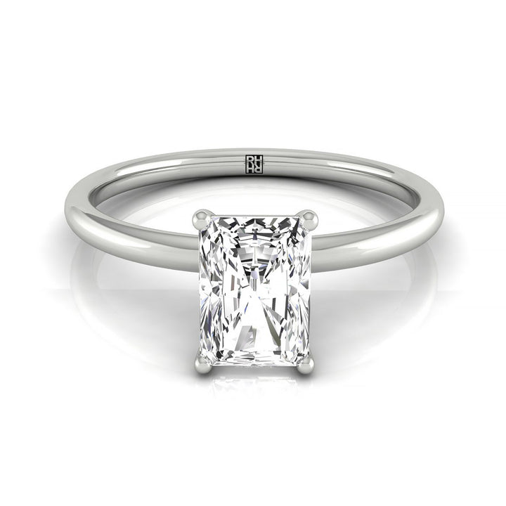 Hidden Halo Solitaire Radiant, in Platinum – front view | RockHer