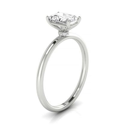 Plat Radiant Solitaire Engagement Ring With Hidden Halo With 8 Prong Set Round Diamonds