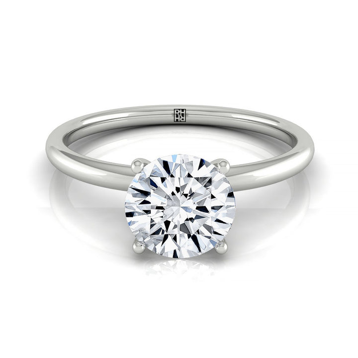 Round Brilliant, Hidden Halo Solitaire, in Platinum – front view | RockHer