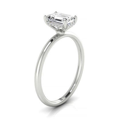 Emerald Cut, Upper Hidden Halo Solitaire Emerald, in Platinum – side profile | RockHer