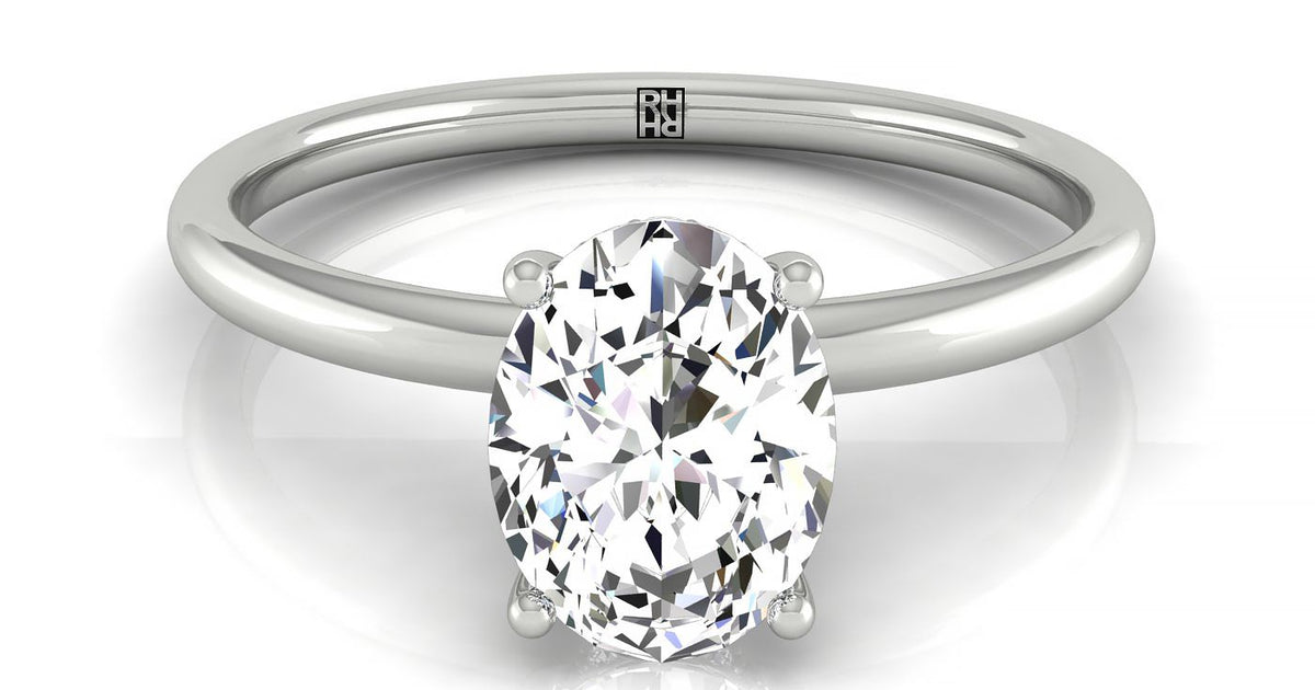 14kw Oval Solitaire Engagement Ring With Upper Hidden Halo With 16 Pro