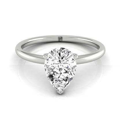 Upper Hidden Halo Solitaire Princess, in 18K White Gold – front view | RockHer