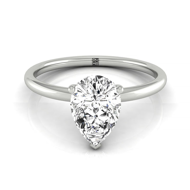 Upper Hidden Halo Solitaire Princess, in 18K White Gold – front view | RockHer