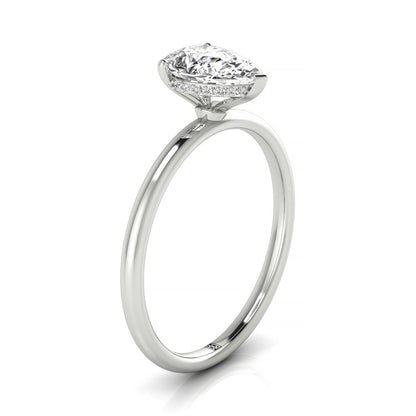 Upper Hidden Halo Solitaire Princess, in 18K White Gold – side profile | RockHer