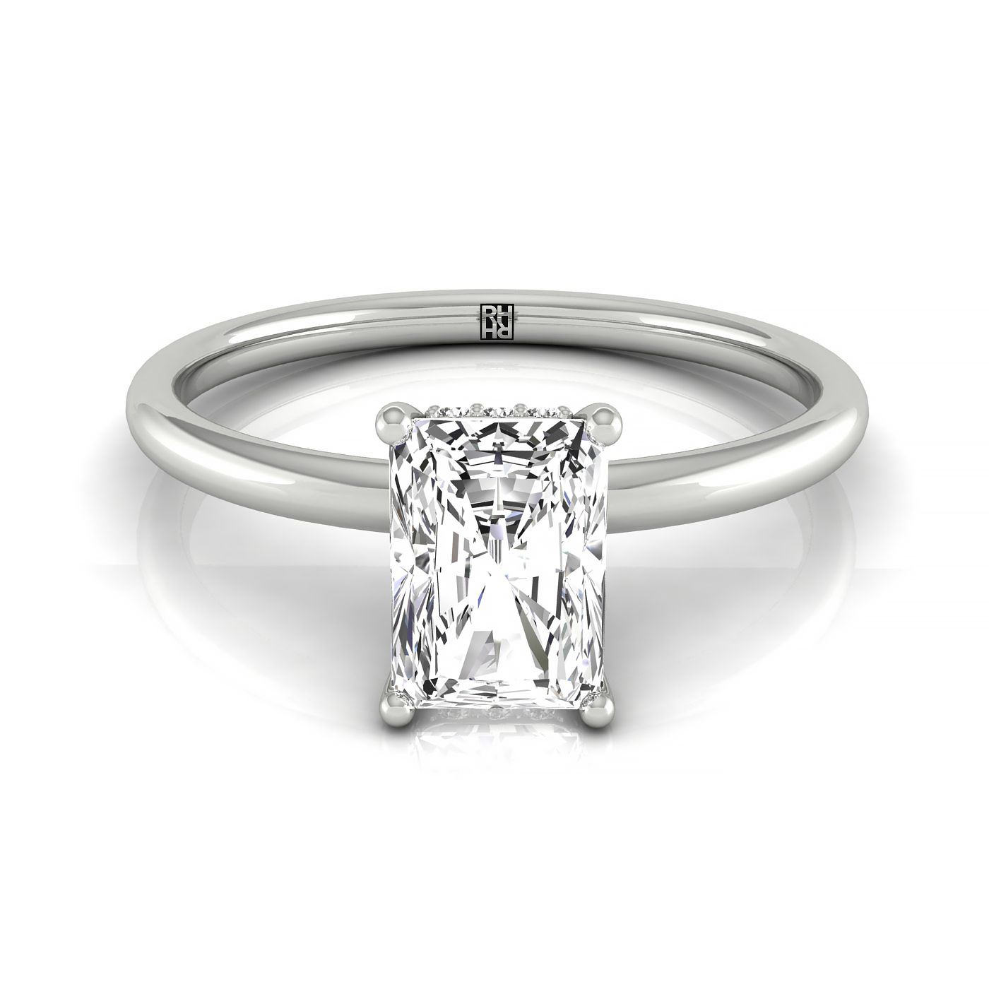 RockHer atelier photo of The Eartha radiant engagement ring setting in Platinum