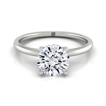 Round Brilliant, Upper Hidden Halo Solitaire, in 18K White Gold – front view | RockHer