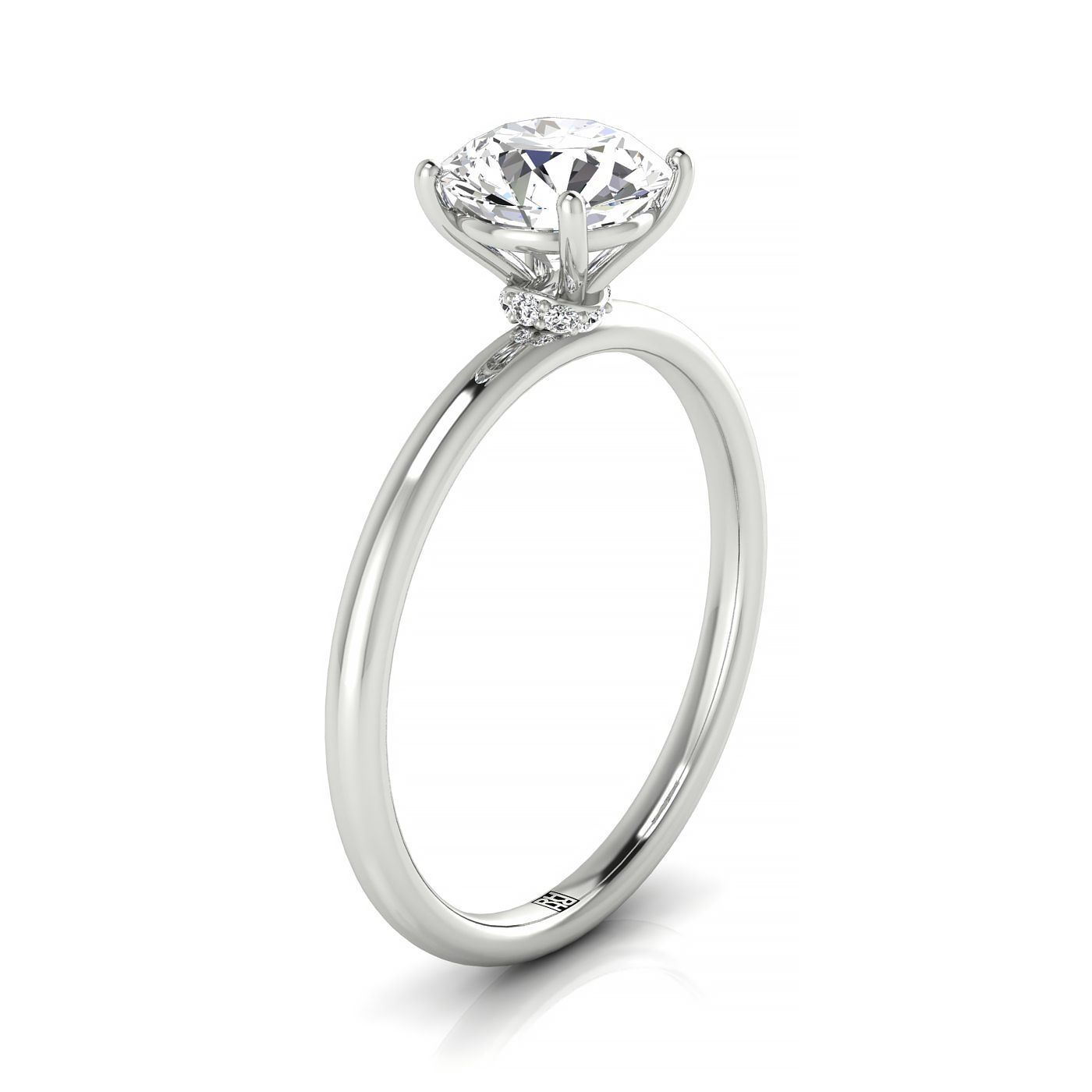Made to order: The Cyndi round engagement ring setting in Platinum | RockHer