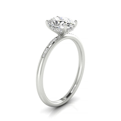 High Hidden Halo Solitaire Oval, in Platinum – side profile | RockHer