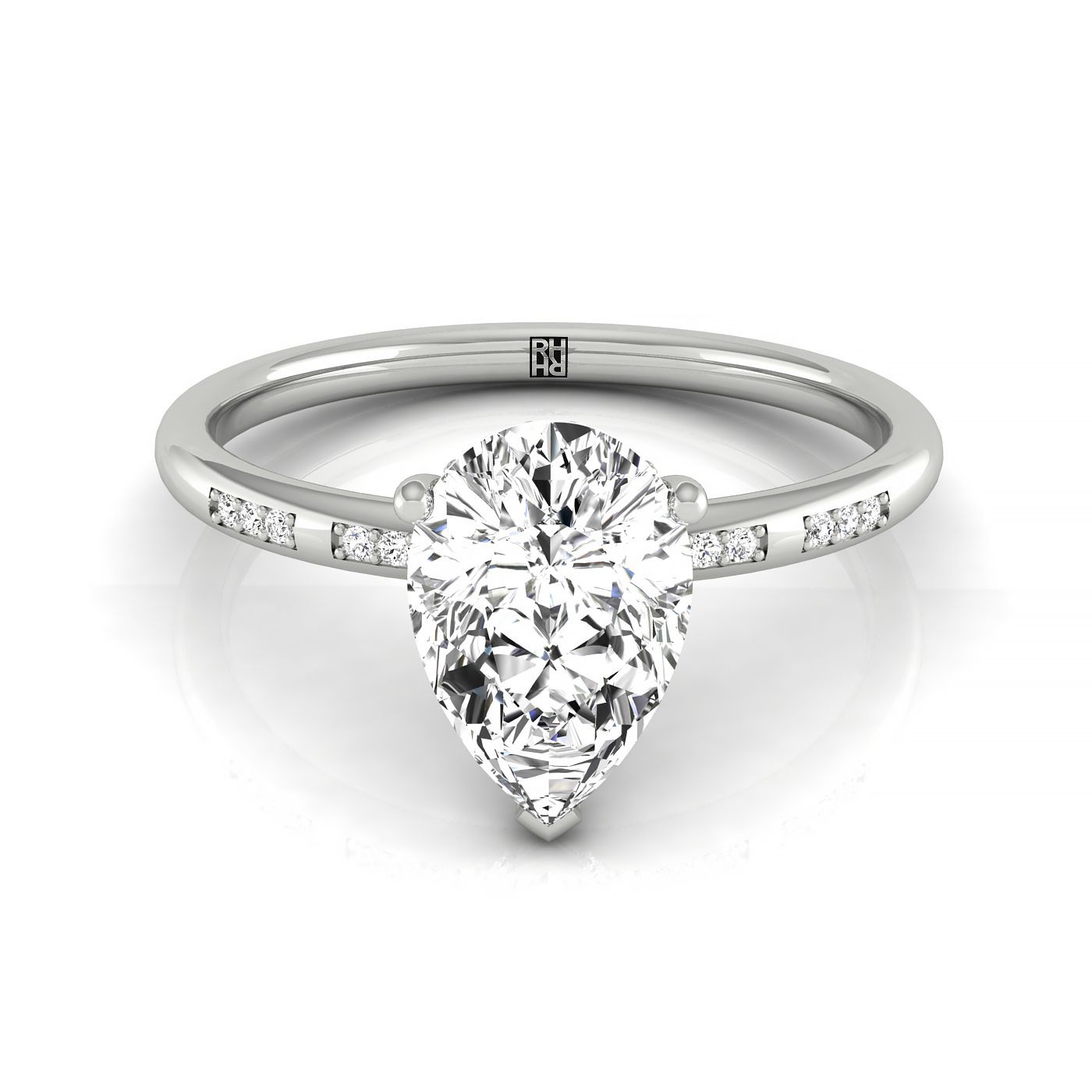The Wanda hidden halo pavé solitaire engagement ring setting, shown in Platinum | RockHer