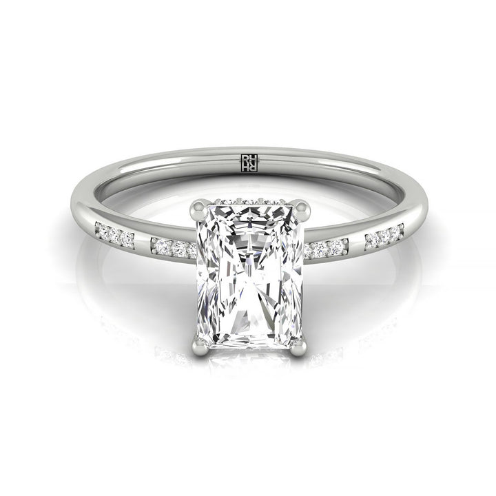 High Hidden Halo Radiant, in Platinum – front view | RockHer