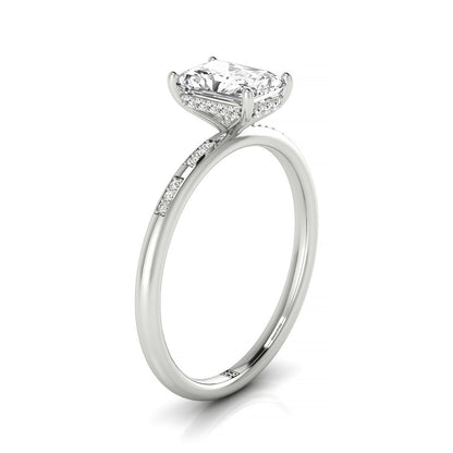 High Hidden Halo Solitaire Radiant, in 18K White Gold – side profile | RockHer