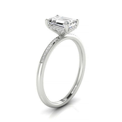 Emerald Cut, High Hidden Halo Solitaire Emerald, in Platinum – side profile | RockHer