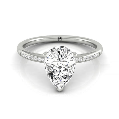 High Hidden Halo Solitaire Princess, in 18K White Gold – front view | RockHer