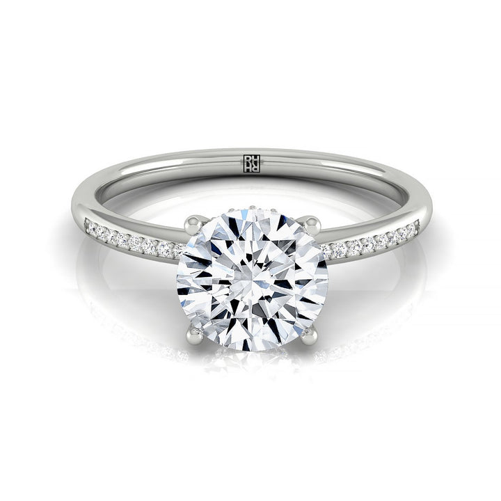 Round Brilliant, High Hidden Halo Solitaire Round, in Platinum – front view | RockHer