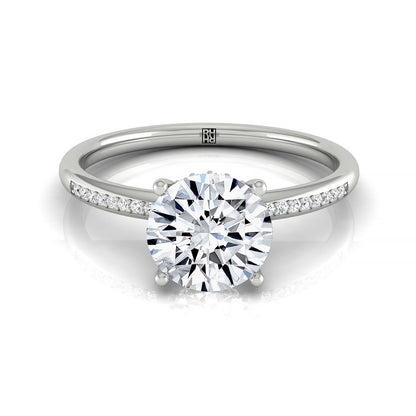 Round Brilliant, High Hidden Halo Solitaire Round, in 18K White Gold – front view | RockHer