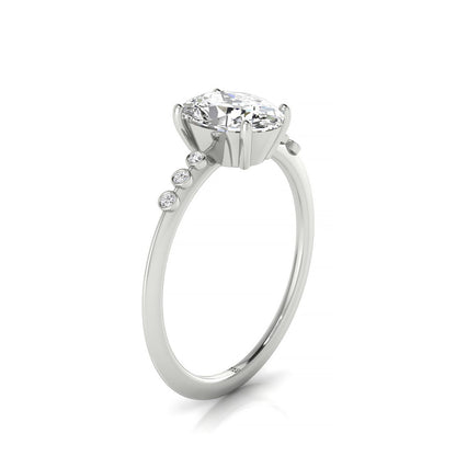 Bezel Accent Solitaire Oval, in 18K White Gold – side profile | RockHer
