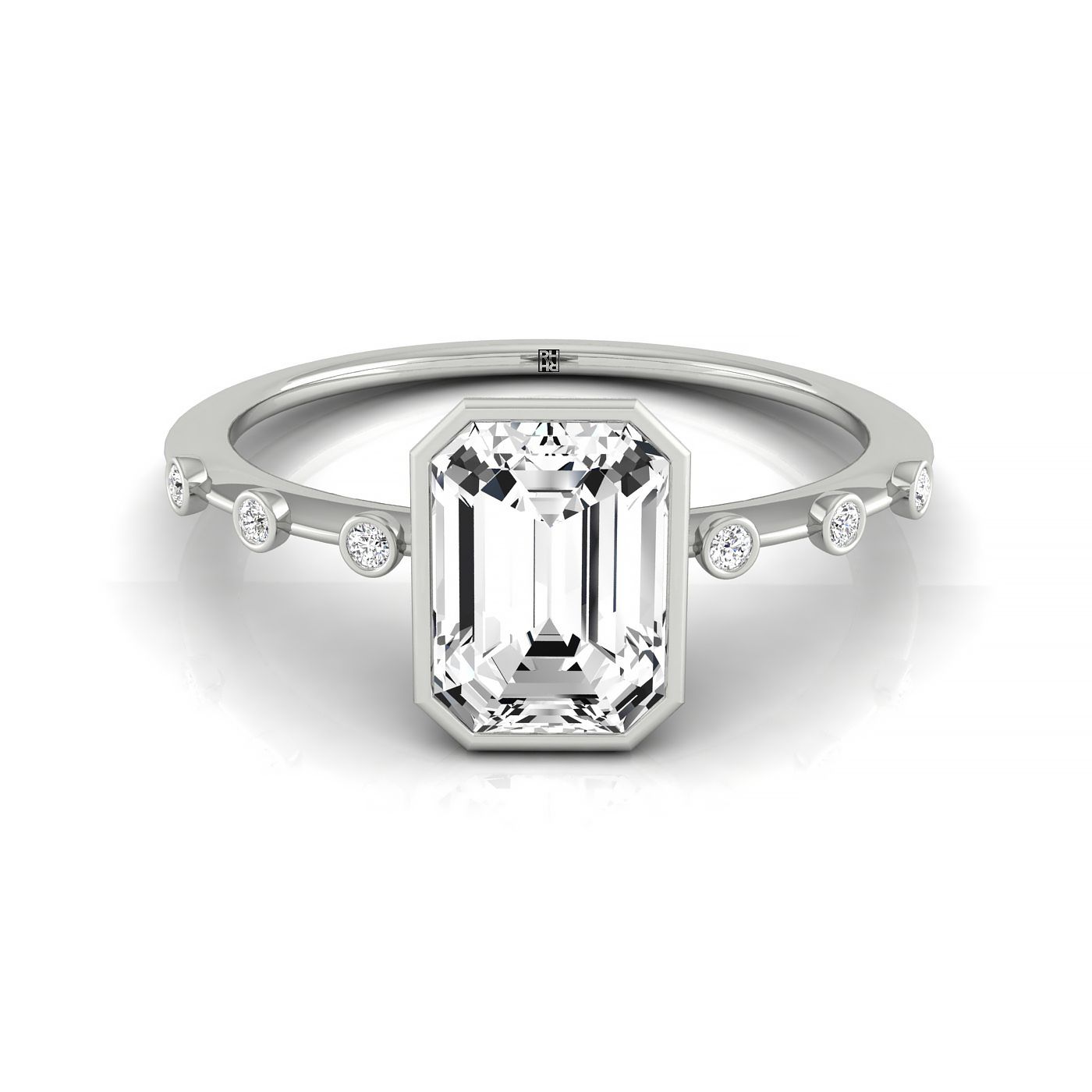 The Brandi bezel accent solitaire cut engagement ring setting, shown in Platinum | RockHer