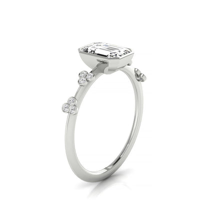 Emerald Cut, Clover Bezel Accent Solitaire Emerald, in Platinum – side profile | RockHer