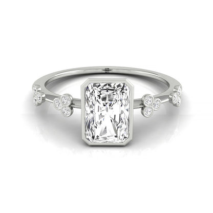 Clover Bezel Accent Solitaire Radiant, in Platinum – front view | RockHer