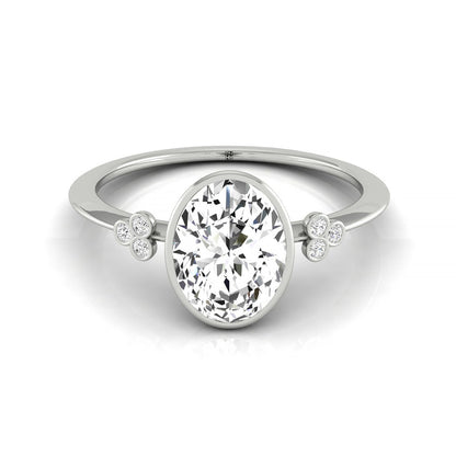 Clover Bezel Accent Solitaire Oval, in Platinum – front view | RockHer