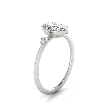 Clover Bezel Accent Solitaire Oval, in Platinum – side profile | RockHer
