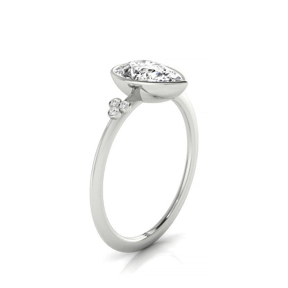 Clover Bezel Accent Solitaire Princess, in Platinum – side profile | RockHer