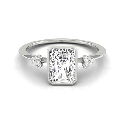 Clover Bezel Accent Solitaire Radiant, in Platinum – front view | RockHer