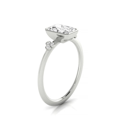 Clover Bezel Accent Solitaire Radiant, in Platinum – side profile | RockHer