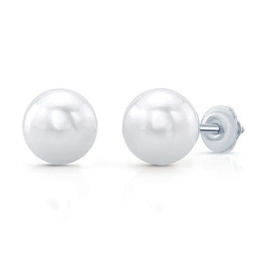 Cultured Pearl Pear Shape Stud Earrings in 14K White Gold – front view | RockHer