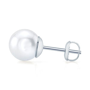 Cultured Pearl Pear Shape Stud Earrings in 14K White Gold – side profile | RockHer