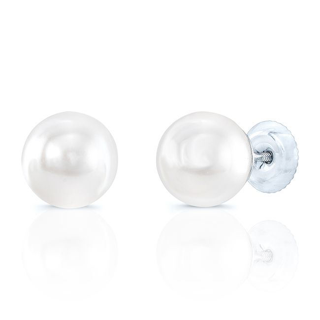 Akoya Pearl Earrings In 14k White Gold