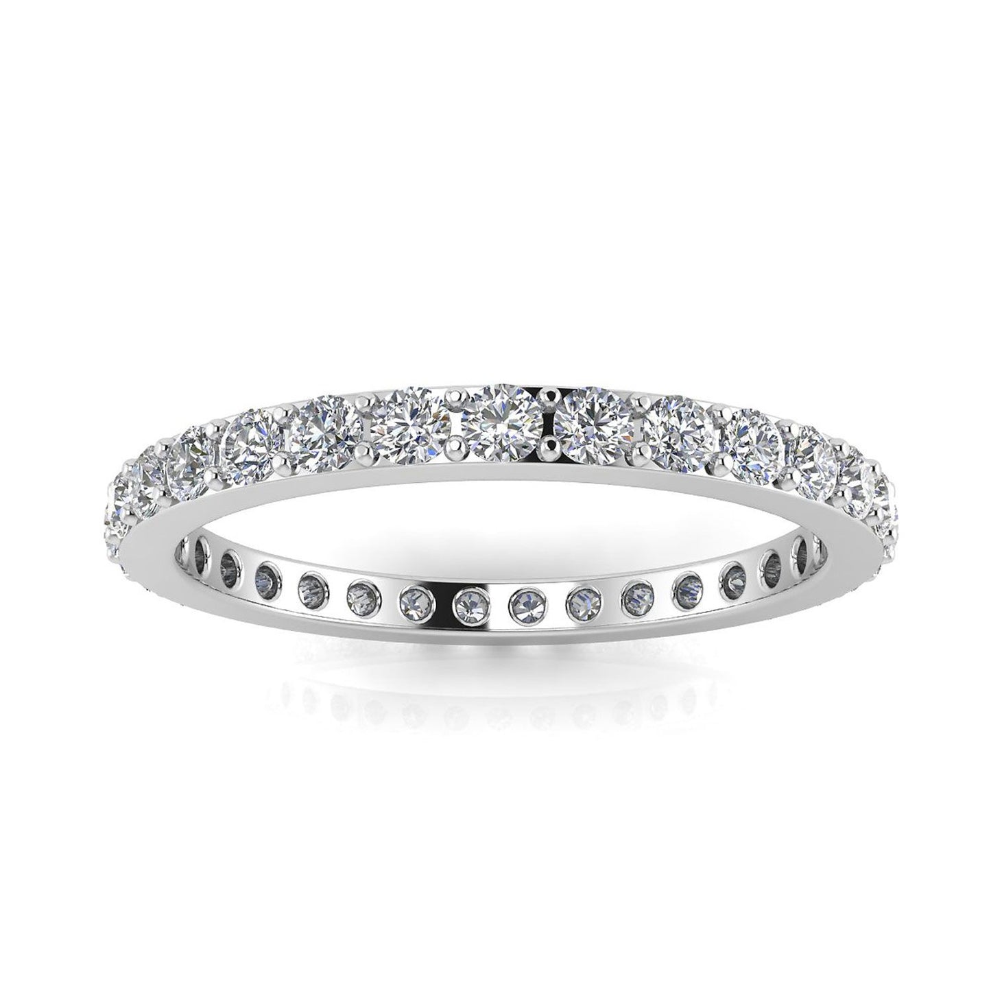 Round Brilliant Cut Diamond Pave Set Eternity Ring In 14k White Gold  (0.96ct. Tw.) Ring Size 7.5