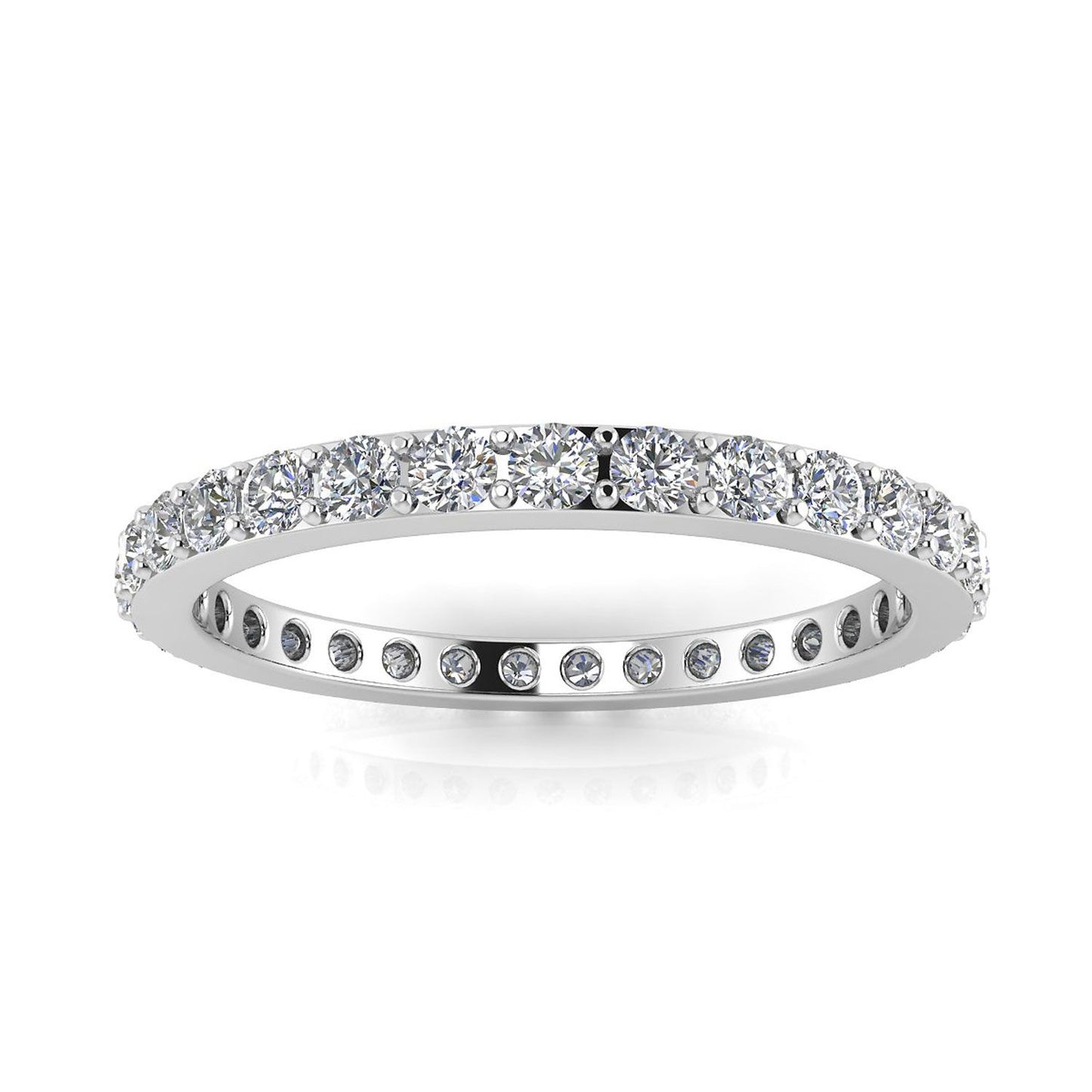 Round Brilliant Cut Diamond Pave Set Eternity Ring In 14k White Gold  (0.43ct. Tw.) Ring Size 5